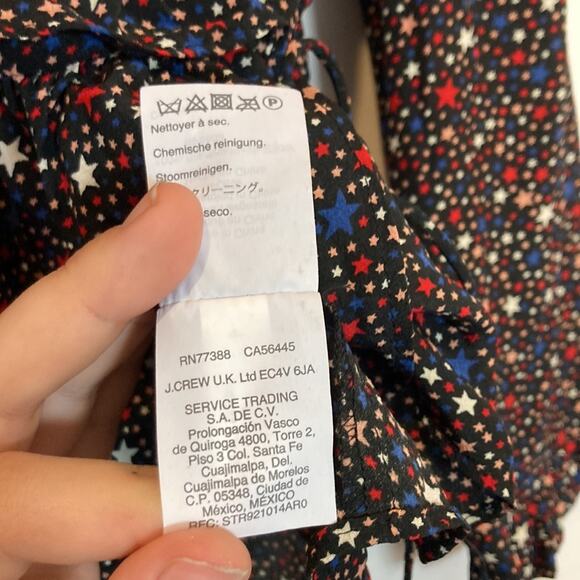 Madewell Silk Ruffle-Hem Wrap Top in Starry Night Star Print Blouse Size S - Picture 11 of 12